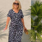 Women's Leopard V-Neck Long Dress with Belt