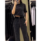 🌸2025 Hot Sale👠Women's Sparkling Rhinestone Striped Knit Two-Piece Set