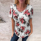 Women's Loose Round Neck Short Sleeve Floral Blouse