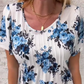Women's Loose Round Neck Short Sleeve Floral Blouse