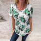 Women's Loose Round Neck Short Sleeve Floral Blouse