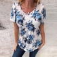 Women's Loose Round Neck Short Sleeve Floral Blouse