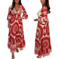 💖 2025 New Arrivals👗Women's Lucky Print Maxi Dress--Elasticated Waistband for Slimming