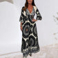 💖 2025 New Arrivals👗Women's Lucky Print Maxi Dress--Elasticated Waistband for Slimming