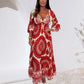 💖 2025 New Arrivals👗Women's Lucky Print Maxi Dress--Elasticated Waistband for Slimming