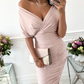 💖LAST DAY SALE 50% OFF💖Women's Sexy Ruched V-Neck Bodycon Dress