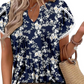 Women's Cute Fringe Cuff Short-Sleeve Printed Tops