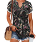 Women's Cute Fringe Cuff Short-Sleeve Printed Tops
