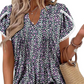 Women's Cute Fringe Cuff Short-Sleeve Printed Tops