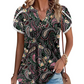 Women's Cute Fringe Cuff Short-Sleeve Printed Tops