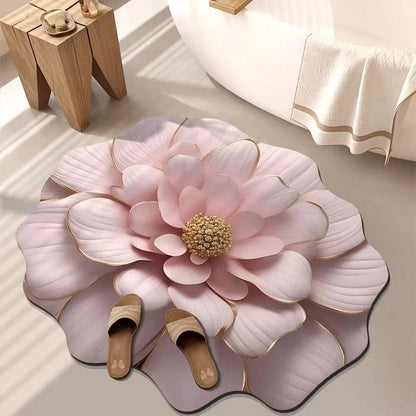 3D Shaped Flower Diatomite Absorbent Floor Mat