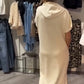 Women’s Solid Short-Sleeve Hooded Long Dress