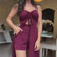 🔥2025 HOT SALE💃✨Women's Fashion Solid Color Spaghetti Straps Long Top & Shorts Two Piece Set