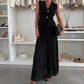 Women's Gold Buttons Knitted Vest & Skirt Set