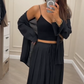 Women’s Solid Color Casual Camisole Vest Shirt Wide Leg Pants 3-Piece Set
