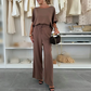 🌸New Arrival 50%OFF💖 Solid Color Short Sleeve Top & Drawstring Pants 2-Piece Set