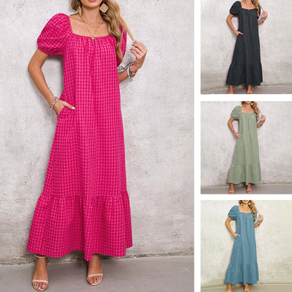 Women's Stylish Puff Sleeve Maxi Dress
