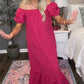 Women's Stylish Puff Sleeve Maxi Dress