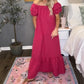 Women's Stylish Puff Sleeve Maxi Dress