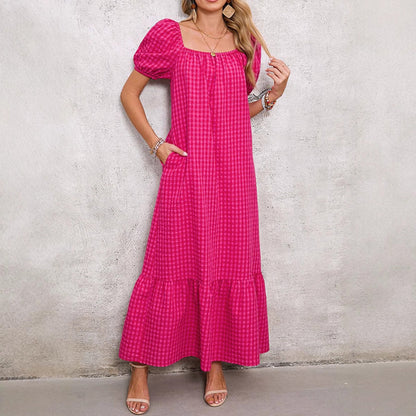 Women's Stylish Puff Sleeve Maxi Dress