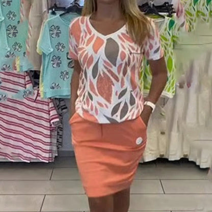 💜 LAST DAY PROMOTION - 50%OFF 💜 Women’s Print Top & Stylish Skirt 2-Piece Set