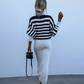 Striped Long-Sleeve Knit Top & Slim-Fit Dress 2-Piece Set