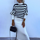 Striped Long-Sleeve Knit Top & Slim-Fit Dress 2-Piece Set