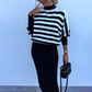 Striped Long-Sleeve Knit Top & Slim-Fit Dress 2-Piece Set
