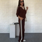 🔥Latest models 50% off-Women's Long Sleeve Lapel Top & Pants Set