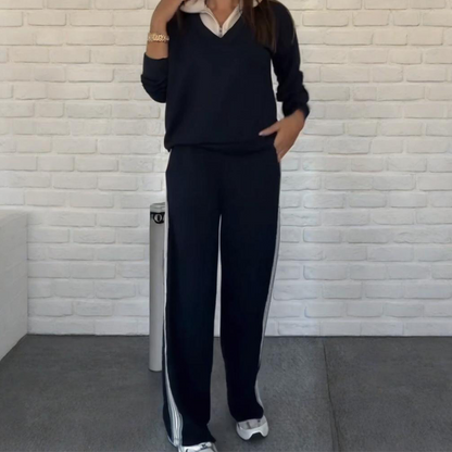 🔥Latest models 50% off-Women's Long Sleeve Lapel Top & Pants Set