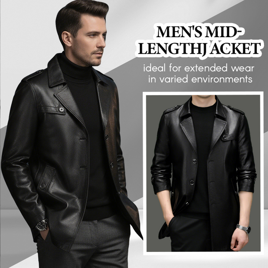 Men’s Mid-Length Classic Leather Coat