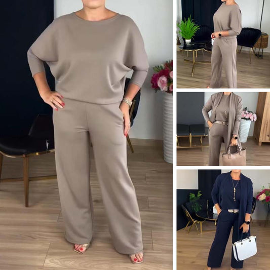 🎁 Hot Sale 49% OFF 🔥Elegant Longline Cardigan & Top & Pants 3-Pieces Set