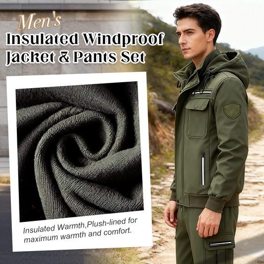 Men's Insulated Windproof Jacket & Pants Set