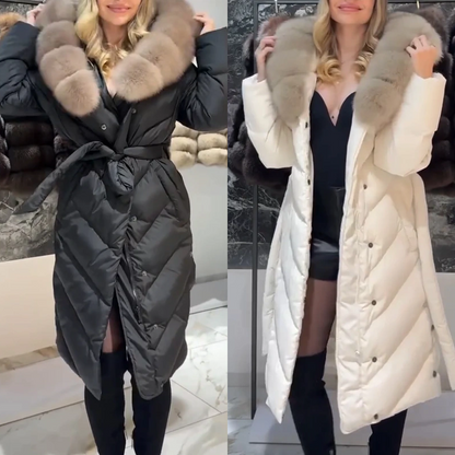 Women's Elegant Casual Cotton Coat with Fur Collar