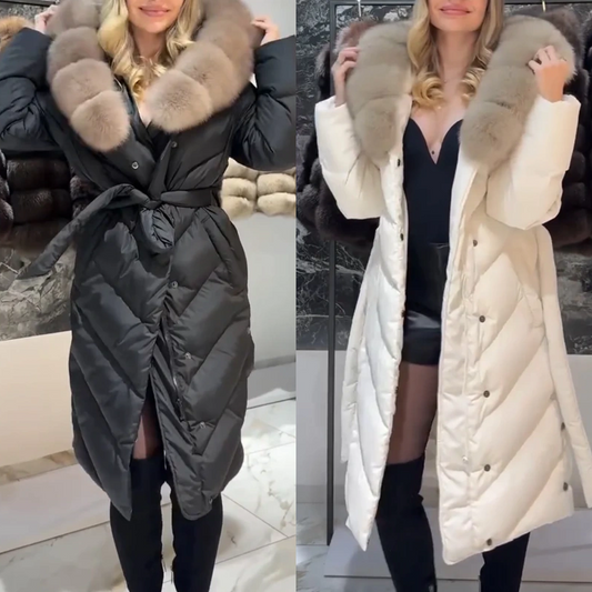 Women's Elegant Casual Cotton Coat with Fur Collar