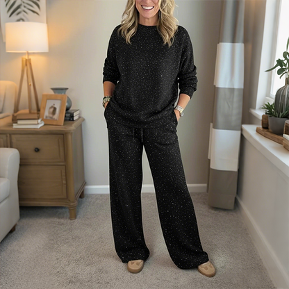 Women's Glitter Pullover Sweater & Pants 2-Piece Set