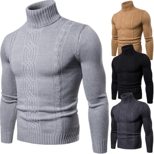 🔥Men's Slim Fit Cable Knit Turtleneck Sweater