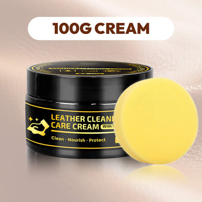 👞 BUY 2 GET 1 FREE! ✨ Leather Care & Cleaning Cream – Deep Cleans, Nourishes & Restores Shine, Includes Sponge 🧼