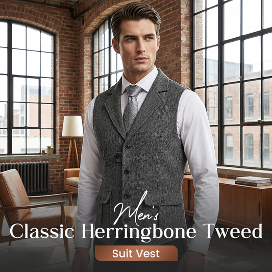 👔Spring Sale 50% Off!⌚Men's Classic Herringbone Tweed Suit Vest