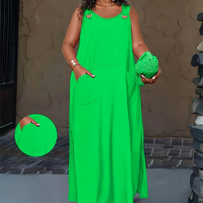 👗 50% OFF NOW! Sleeveless maxi dress with pockets – U-neck, breathable & versatile – perfect for warm days, the beach and everyday life ☀️✨