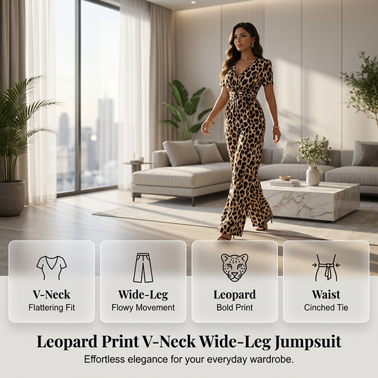 💎 50% OFF THE LEOPARD PRINT JUMPSUIT! 💎 V-Neck, Wide-Leg & Waist-Defining All-in-One ✨