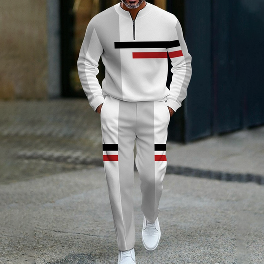 Men's Half-Zip Color Block Tracksuit Set