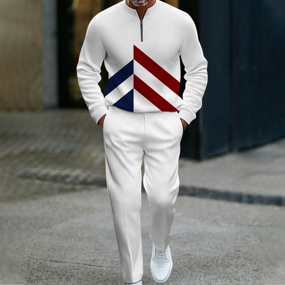 Men's Half-Zip Color Block Tracksuit Set