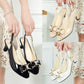 Women's Elegant Peep-Toe Slingback Sandals – Mid-Heel, Bow Detail & Adjustable Strap
