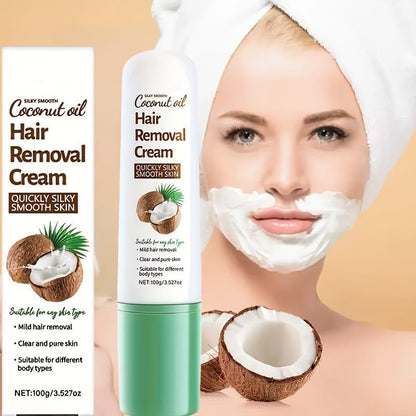 🌿50% OFF! Gentle Coconut Oil Hair Removal Cream | Deep-Root Removal | Fast 8-12 Min | Moisturizing & Skin-Friendly | Whole-Body Use 🧴✨