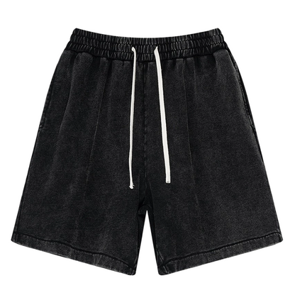 👖 Men's Vintage Washed Cotton Blend Shorts | Relaxed Wide-Leg Fit | Elastic Drawstring Waist | S-3XL | 5 Colors