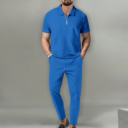 Men’s Short Sleeve Top & Straight Leg Pants 2-Piece Set