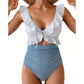 💥LIMITED TIME 50% OFF!🩱Ruffle V-Neck Swimsuit – Tummy Control & Adjustable Tie-Back Fit 🌊