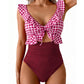 💥LIMITED TIME 50% OFF!🩱Ruffle V-Neck Swimsuit – Tummy Control & Adjustable Tie-Back Fit 🌊