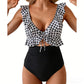 💥LIMITED TIME 50% OFF!🩱Ruffle V-Neck Swimsuit – Tummy Control & Adjustable Tie-Back Fit 🌊